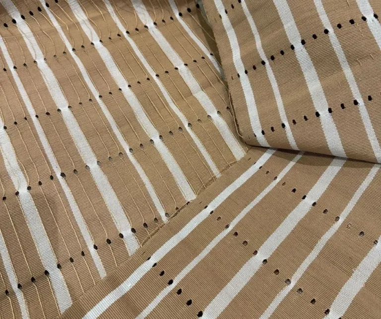 white and carton colored Gorgeous Vertical Patterned Aso Oke by Woven Market Africa