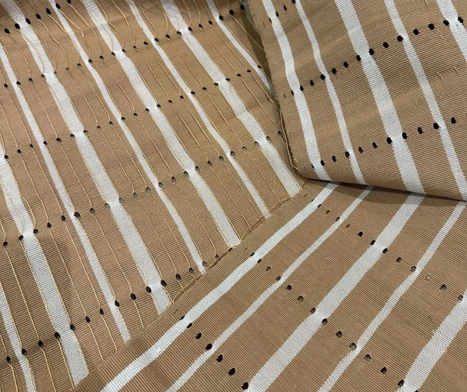white and carton colored Gorgeous Vertical Patterned Aso Oke by Woven Market Africa