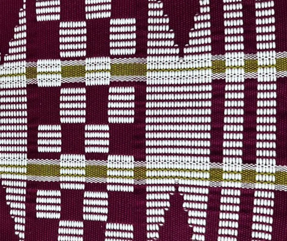 burgundy, white and gold Gorgeous Geometric Patterned Aso Oke by Woven Market Africa