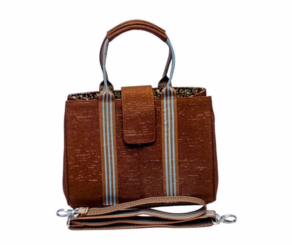 Gorgeous modern brown bag to show the modern uses of Aso Oke