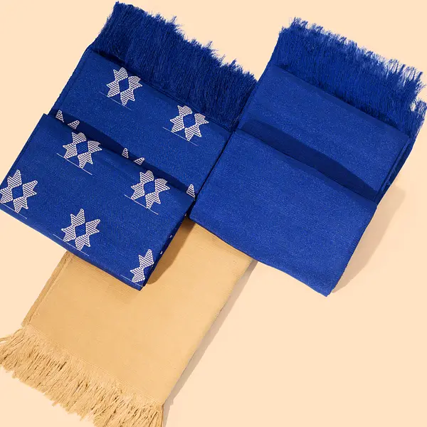 Beautiful blue and yellow Aso Oke fabric