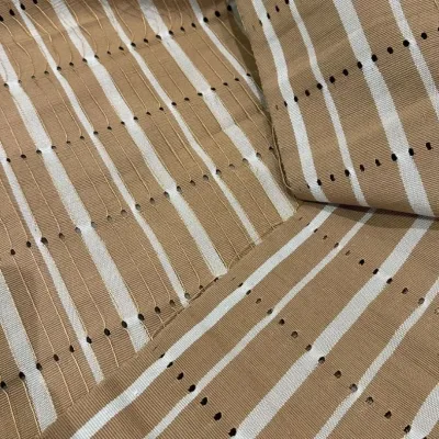 white and carton colored Gorgeous Vertical Patterned Aso Oke by Woven Market Africa