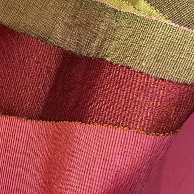 Gorgeous peach, burgundy and lemon Authentic Aso Oke Fabrics by Woven Market Africa